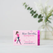 Cute Sparkle Cartoon Maid House Cleaning Service Visitekaartje (Staand voorkant)