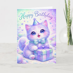 Cute Sparkle Kitten Happy Verjaardagskaart - Magis Kaart