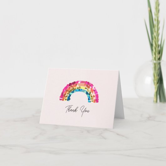 Cute Sparkly Sequin Rainbow Birthday Party Bedankkaart (Voorkant)