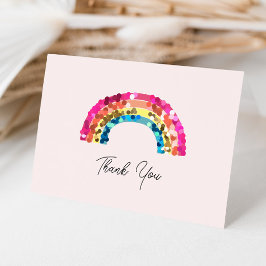 Cute Sparkly Sequin Rainbow Birthday Party Bedankkaart