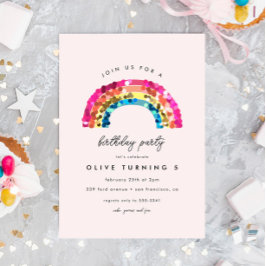 Cute Sparkly Sequin Rainbow Birthday Party Kaart