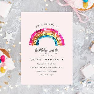 Cute Sparkly Sequin Rainbow Birthday Party Kaart