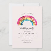 Cute Sparkly Sequin Rainbow Birthday Party Kaart (Voorkant)