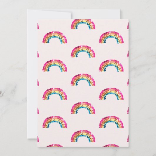 Cute Sparkly Sequin Rainbow Birthday Party Kaart (Achterkant)