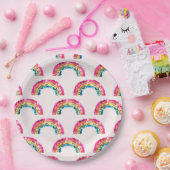 Cute Sparkly Sequin Rainbow Birthday Party Papieren Bordje (Feest)