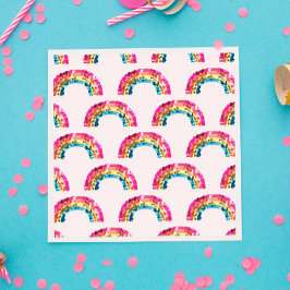 Cute Sparkly Sequin Rainbow Birthday Party Servet