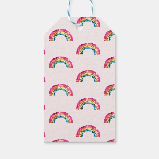 Cute Sparkly Sequin Regenboog Verjaardagsfeestje Cadeaulabel (Achterkant)