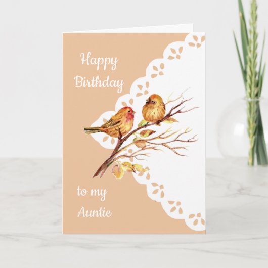 Cute Sparrow Birds Love Aunties Birthday Kaart (Voorkant)