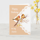 Cute Sparrow Birds Love Aunties Birthday Kaart (Gele Bloem)
