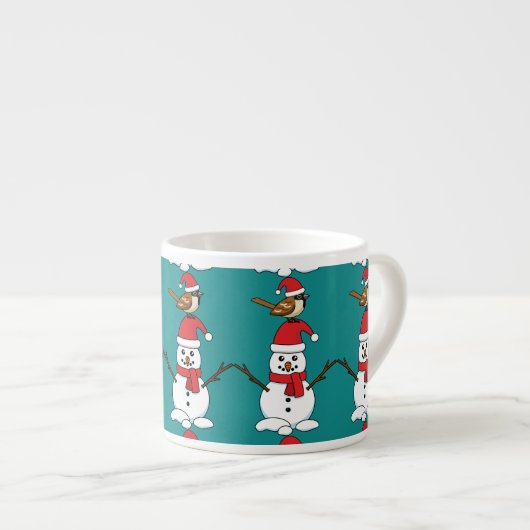 Cute Sparrow op Snowman Espresso Kop (Voorkant rechts)