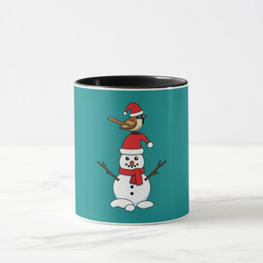 Cute Sparrow op Snowman Mok (Midden)