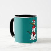 Cute Sparrow op Snowman Mok (Voorkant links)