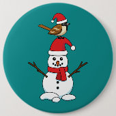 Cute Sparrow op Snowman Ronde Button 6,0 Cm (Voorkant)
