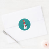 Cute Sparrow op Snowman Ronde Sticker (Envelop)