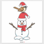 Cute Sparrow op Snowman Sticker (Vel)