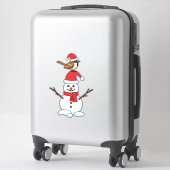 Cute Sparrow op Snowman Sticker (Koffer)