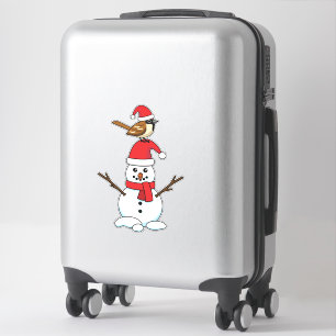Cute Sparrow op Snowman Sticker