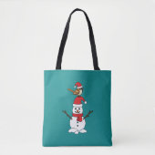 Cute Sparrow op Snowman Tote Bag (Voorkant)