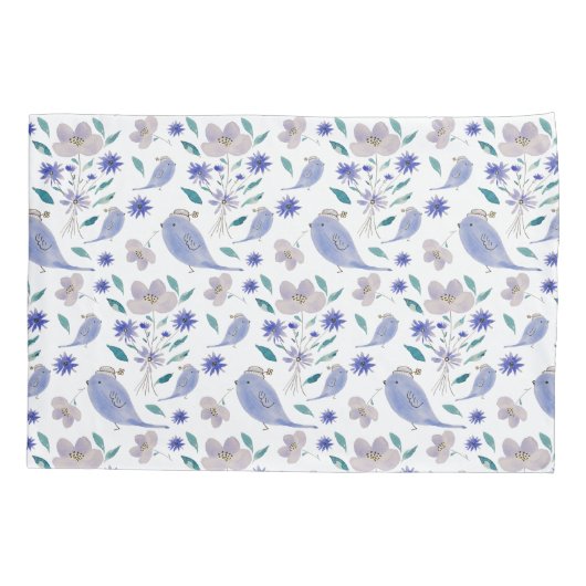 Cute Sparrow With a Flower Hat Kussensloop (Achterkant)