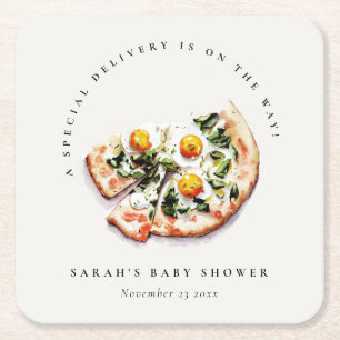 Cute Special Delivery Pizza Baby Shower Feestje Kartonnen Onderzetters