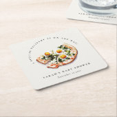 Cute Special Delivery Pizza Baby Shower Party Kartonnen Onderzetters (Schuin)
