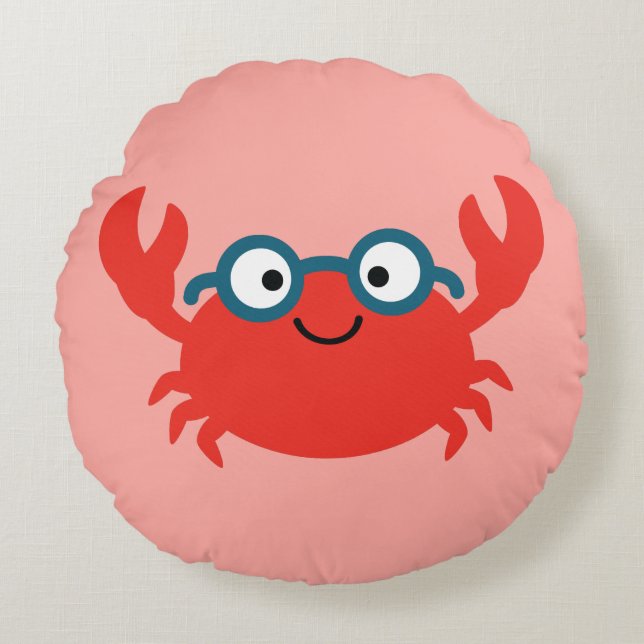 Cute Specky Crab Illustratie Rond Kussen (Voorkant)