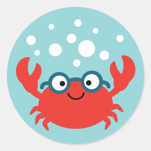 Cute Specky Crab Illustratie Ronde Sticker (Voorkant)