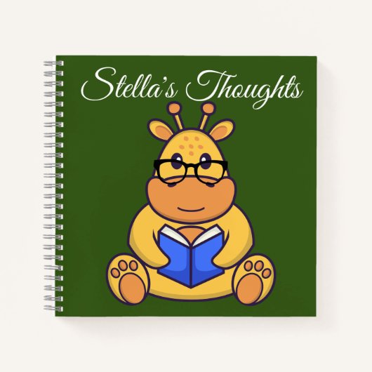 Cute Spectacted Giraffe reading book Notitieboek (Voorkant)