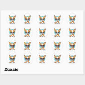 Cute Speelgoed Fox Terrier Dog die zonnebrillen dr Ronde Sticker (Vel)
