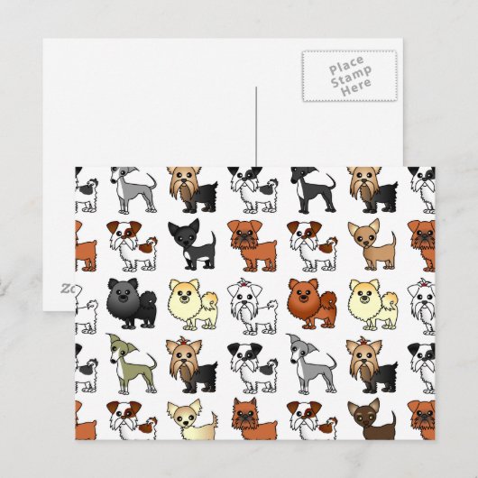 Cute Speelgoed Hondenras Pattern Briefkaart (Voorkant / Achterkant)