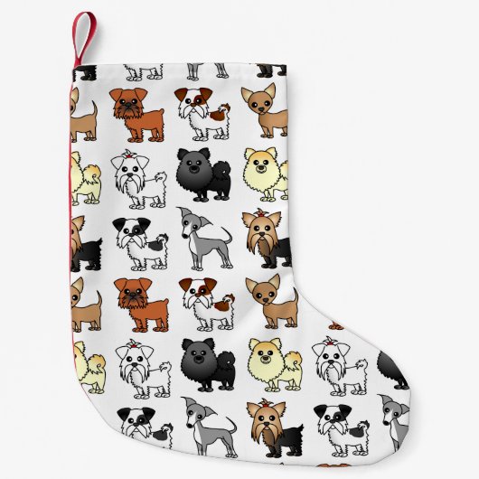 Cute Speelgoed Hondenras Pattern Kleine Kerstsok (Voorkant)