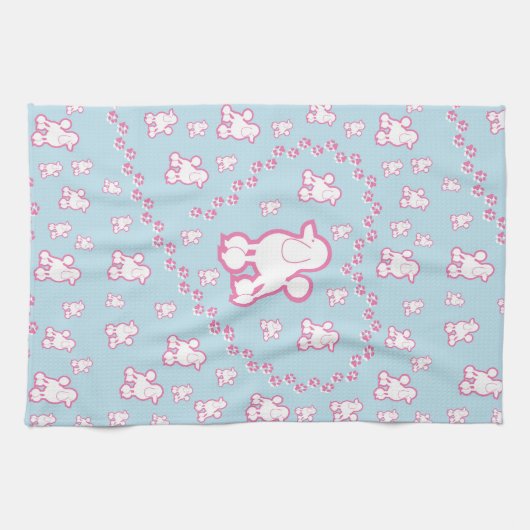 Cute Speelgoed Poodle Pattern Kitchen Towel Theedoek (Horizontaal)