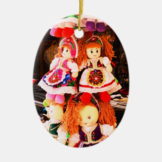 Cute speelgoed poppen keramisch ornament (Voorkant)