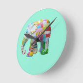 Cute speelgoed retro elephant whimsical kleurig ronde klok (Hoek)