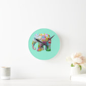 Cute speelgoed retro elephant whimsical kleurig ronde klok (Huis)