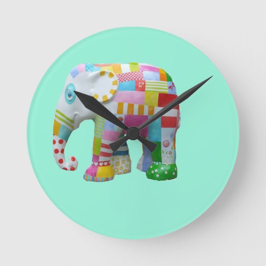 Cute speelgoed retro elephant whimsical kleurig ronde klok (Voorkant)