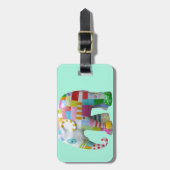 Cute speelgoed retro-olifant, kleurrijk bagagelabel (Voorkant verticaal)