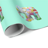 Cute speelgoed retro-olifant, kleurrijk cadeaupapier (Rol Hoek)