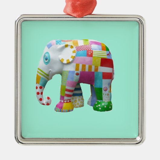 Cute speelgoed retro-olifant, kleurrijk metalen ornament (Voorkant)