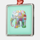 Cute speelgoed retro-olifant, kleurrijk metalen ornament (Links)