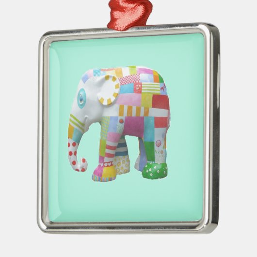 Cute speelgoed retro-olifant, kleurrijk metalen ornament (Links)