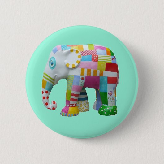 Cute speelgoed retro-olifant, kleurrijk ronde button 5,7 cm (Voorkant)