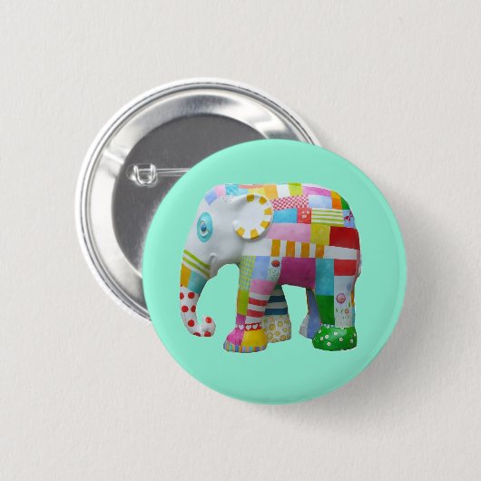 Cute speelgoed retro-olifant, kleurrijk ronde button 5,7 cm (Voorkant /achterkant)