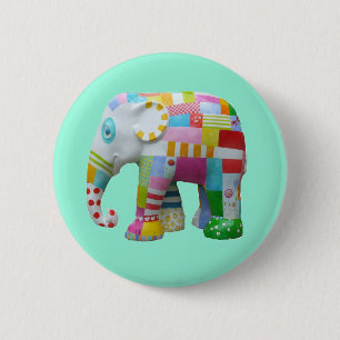 Cute speelgoed retro-olifant, kleurrijk ronde button 5,7 cm