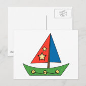 Cute Speelgoed Sailboot Briefkaart (Voorkant / Achterkant)