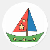 Cute Speelgoed Sailboot Ronde Sticker (Voorkant)