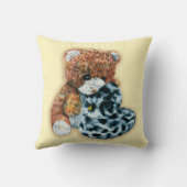 Cute speelgoed teddy and duck kinder gele kussen (Achterkant)