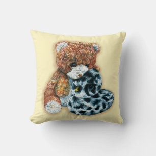 Cute speelgoed teddy and duck kinder gele kussen