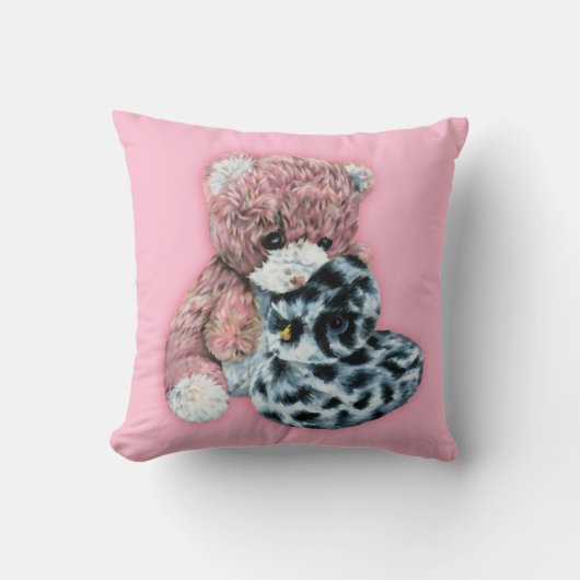 Cute speelgoed teddy and duck roze meiden kussen (Voorkant)