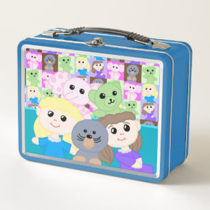 Cute speelgoed thema metalen lunchbox